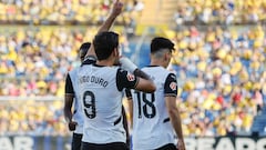 Celebración del Valencia C. F. tras el segundo gol frente a U. D. Las Palmas
