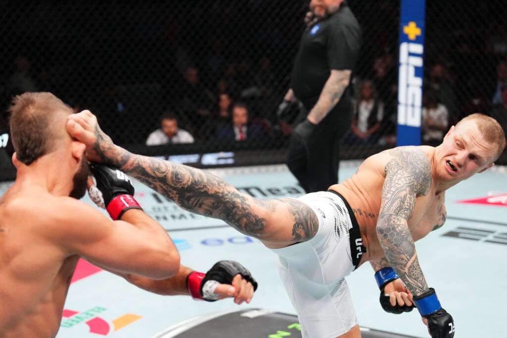 Jeremy Stephens stands in the octagon during UFC Des Moines