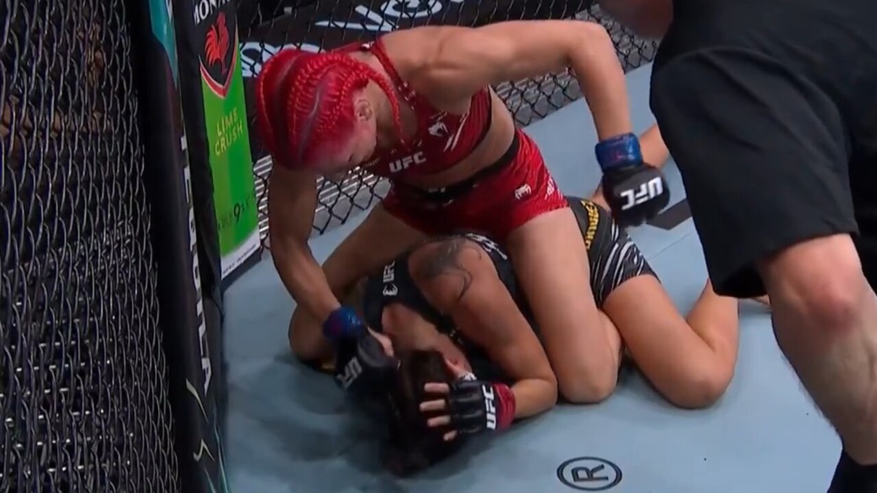 Gillian Robertson celebrates victory and advances in the UFC rankings