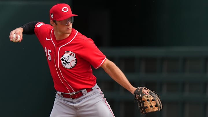 Tyler Callihan during pre-game warmup for the Cincinnati Reds