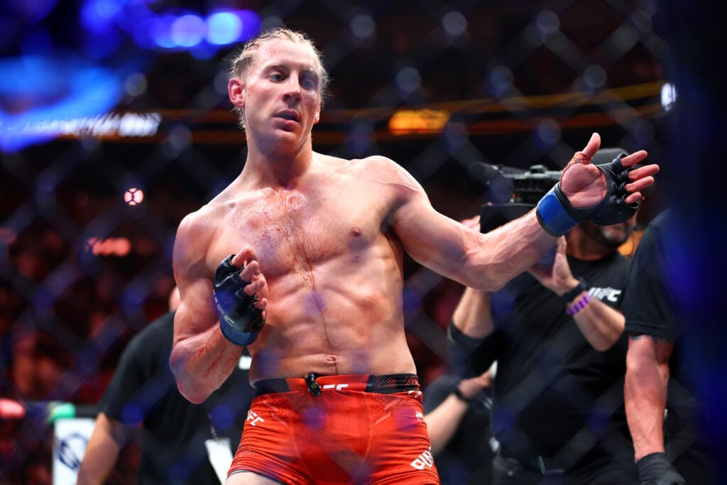 Paddy Pimblett celebrates his win at UFC 314