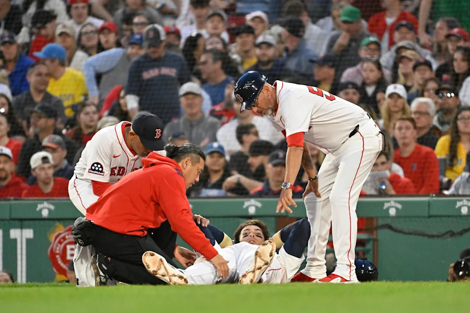 Triston Casas injury as he leaves the field on a stretcher