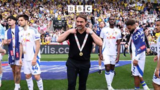Leeds United celebrate their Championship title win