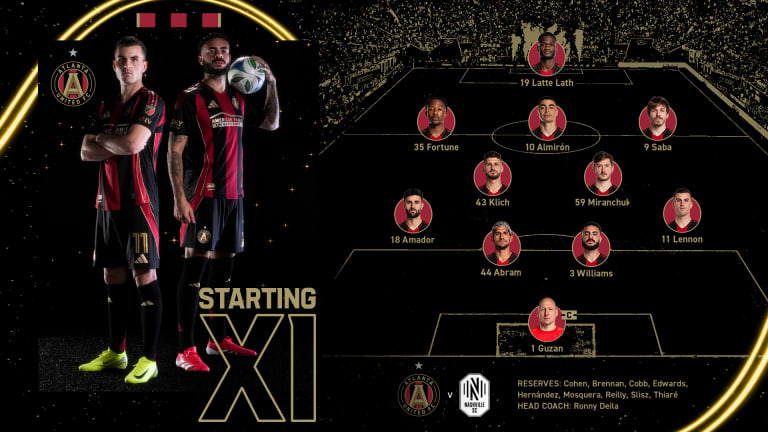 Atlanta United players in action at Mercedes-Benz Stadium during a tense MLS match
