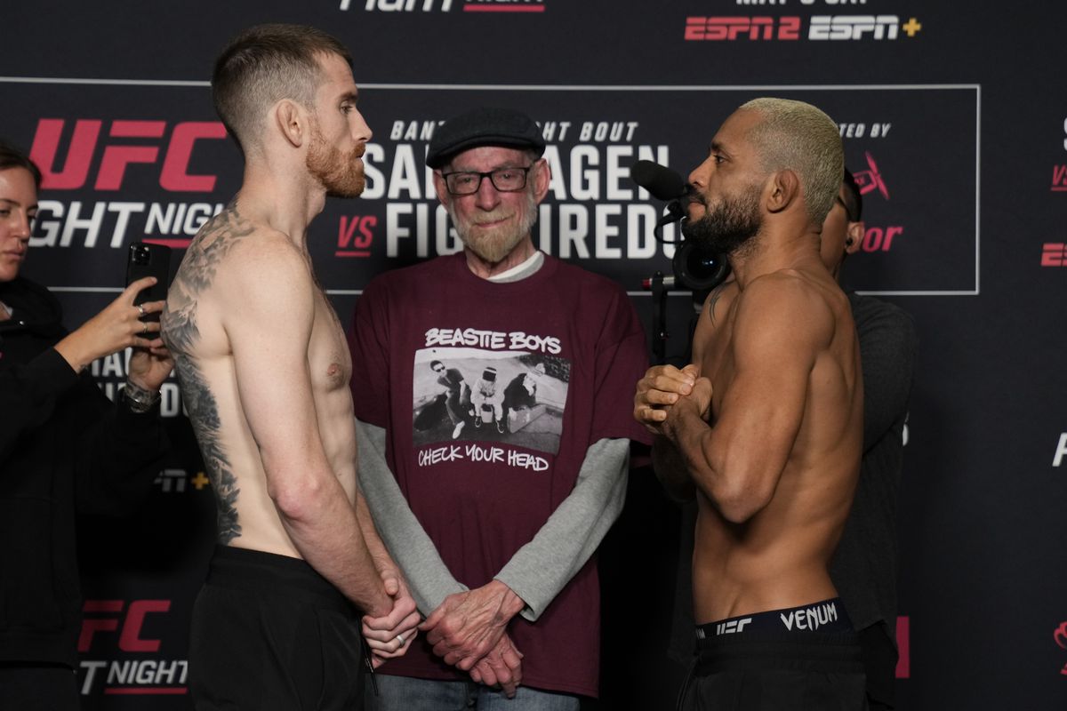 Action during UFC Fight Night main event Sandhagen vs. Figueiredo at Wells Fargo Arena, Des Moines
