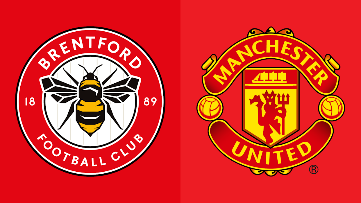Brentford vs Man United players contest in midfield during Premier League match