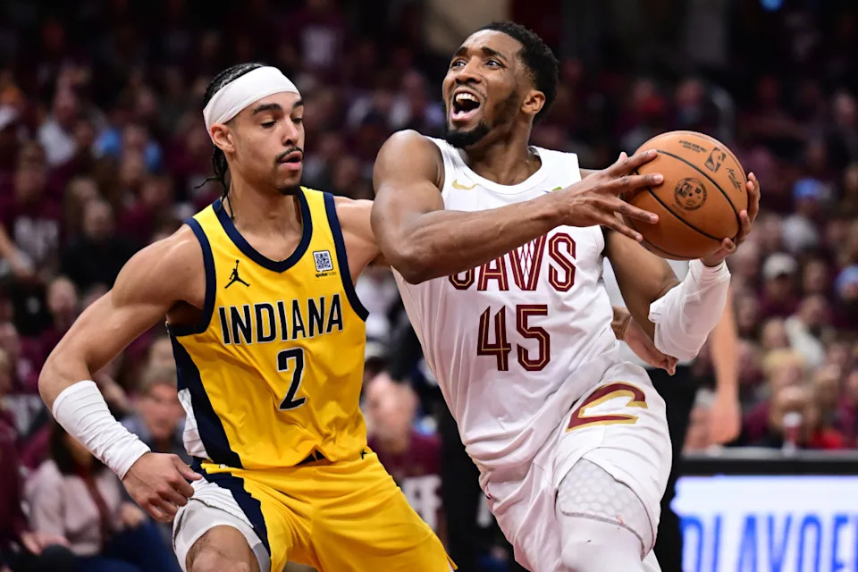 Cavs-vs-Pacers playoff action, Cleveland Cavaliers Game 1 2025
