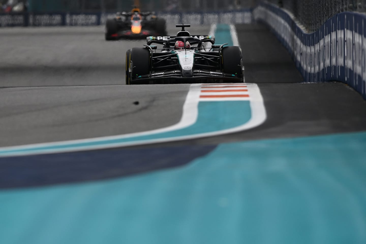 George Russell celebrates podium at Miami Grand Prix