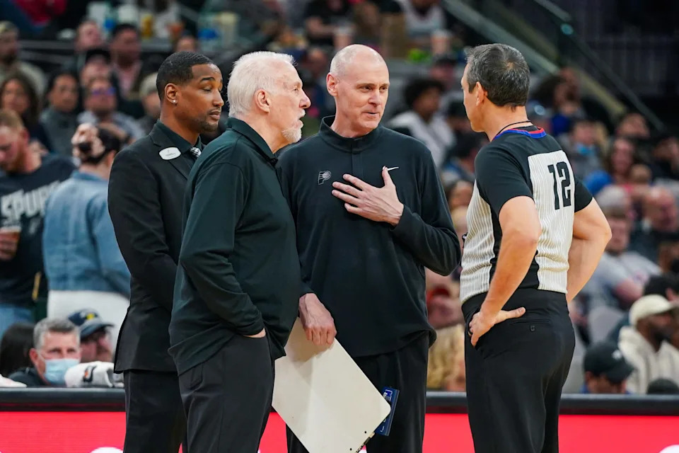 Rick Carlisle courtside during an Indiana Pacers playoff game