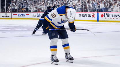Adam Lowry celebrates his Game 7 overtime goal for the Winnipeg Jets