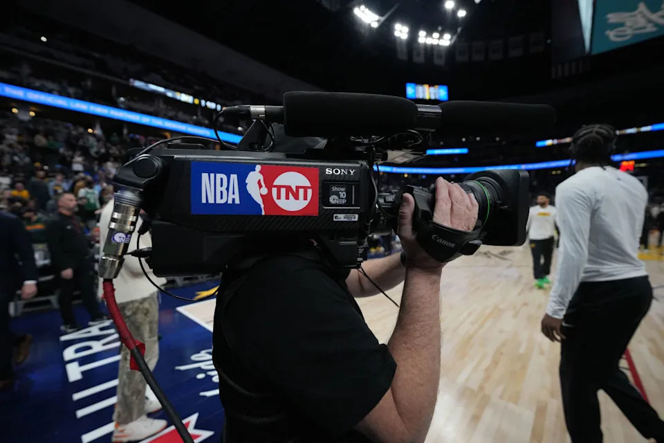 TNT NBA courtside broadcast camera during NBA Playoffs