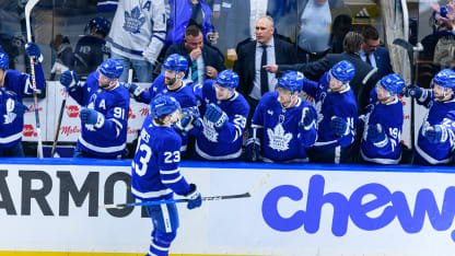 Morgan Rielly celebrates a key Maple Leafs goal