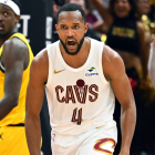 Evan Mobley warming up before a Cavaliers playoff game
