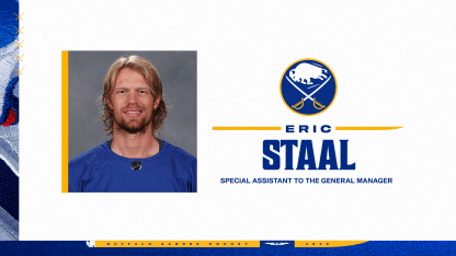 Eric Staal being introduced as special assistant to the Buffalo Sabres GM