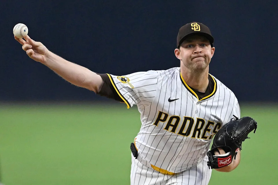 Michael King pitching for the Padres