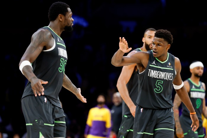 Julius Randle in action for the Minnesota Timberwolves during the NBA Playoffs