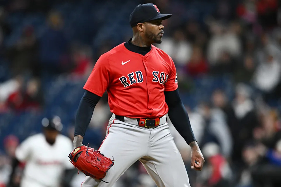 Aroldis Chapman pitching for the Boston Red Sox in 2025