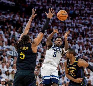 Mike Conley on court for the Timberwolves during the NBA playoffs
