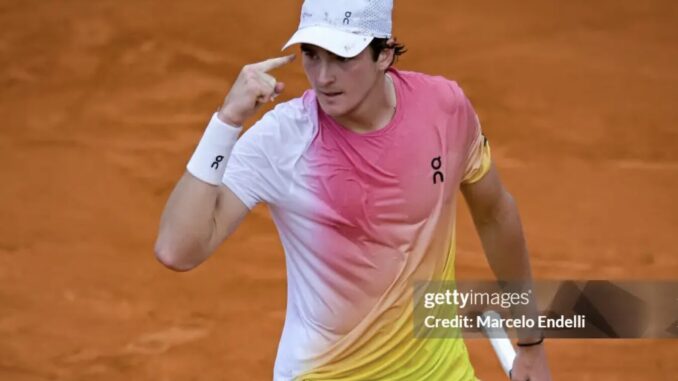 Joao Fonseca competing at ATP Rome