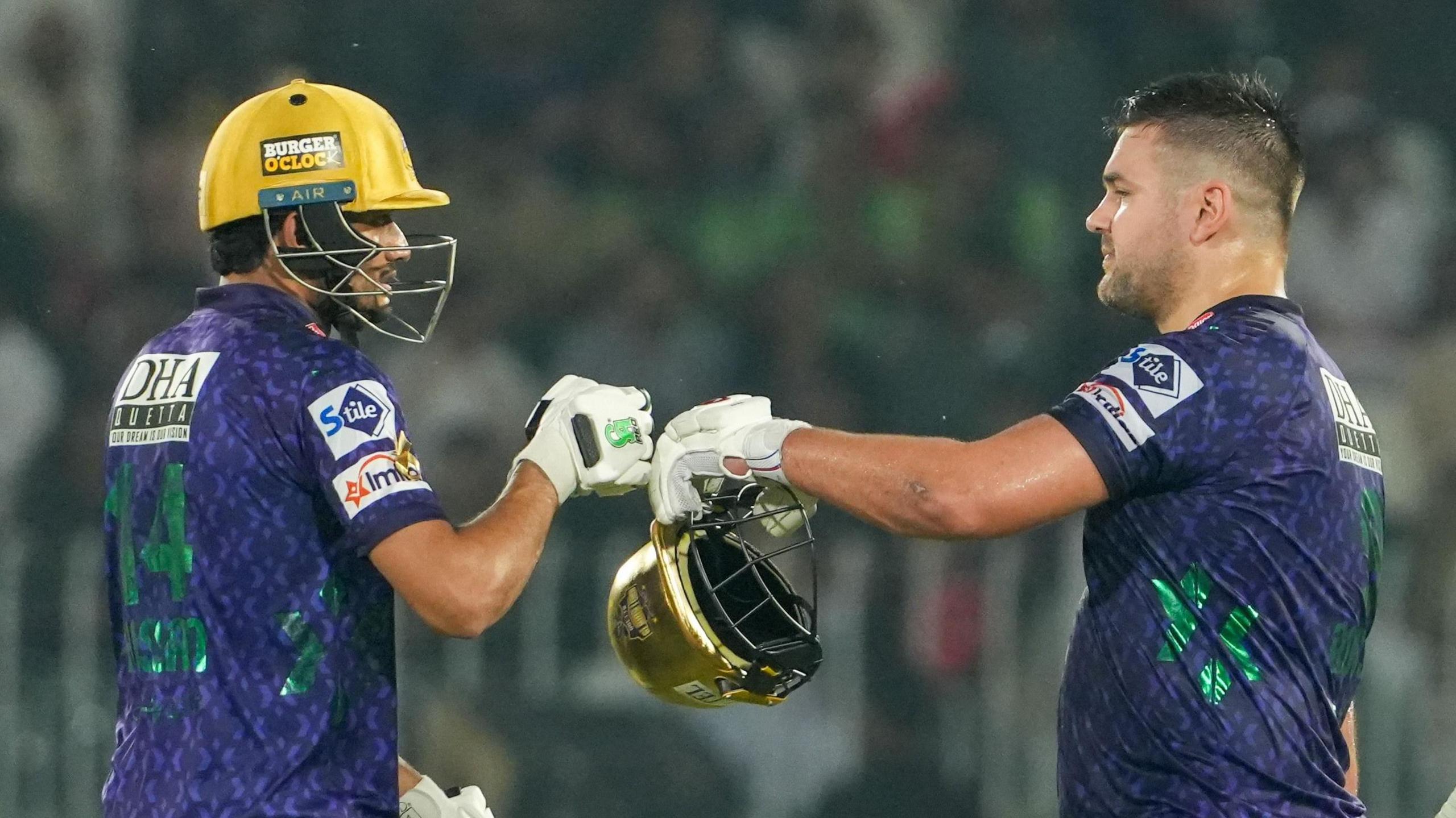Rilee Rossouw and Hasan Nawaz celebrate Quetta's record-breaking innings in PSL 2025