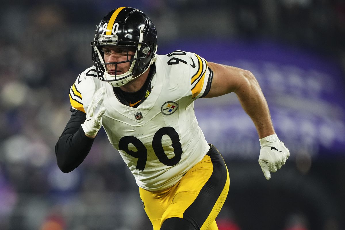 T.J. Watt celebrating a tackle for the Pittsburgh Steelers