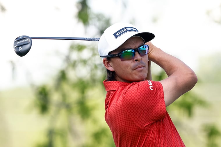 Rickie Fowler focuses during the Truist Championship round at the Philadelphia Cricket Club.