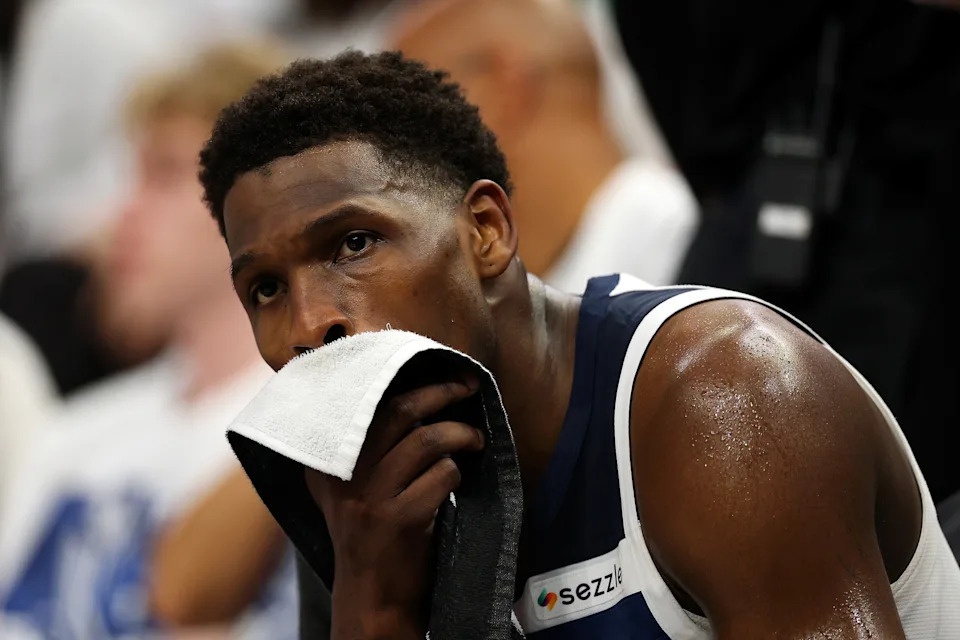 Anthony Edwards nursing ankle injury during 2025 NBA Playoffs