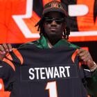 Shemar Stewart looking on during Bengals rookie minicamp
