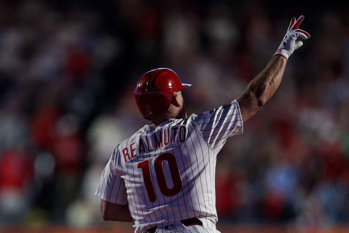 JT Realmuto behind the plate during a Phillies game