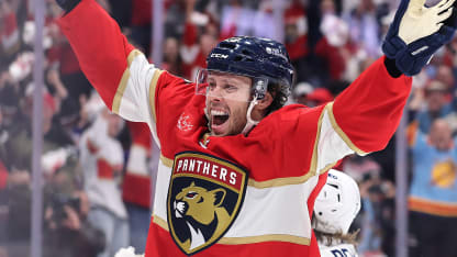 John Carlson celebrates a playoff goal for the Washington Capitals