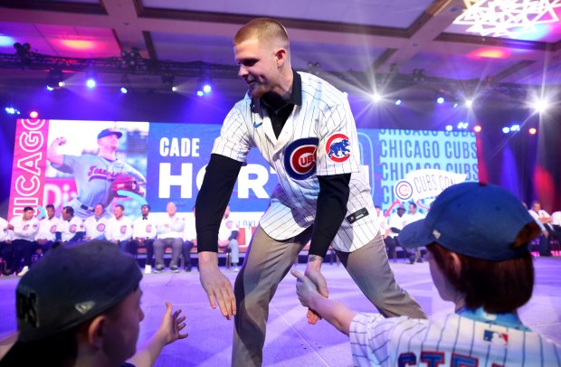 Cade Horton pitching for the Chicago Cubs during spring training