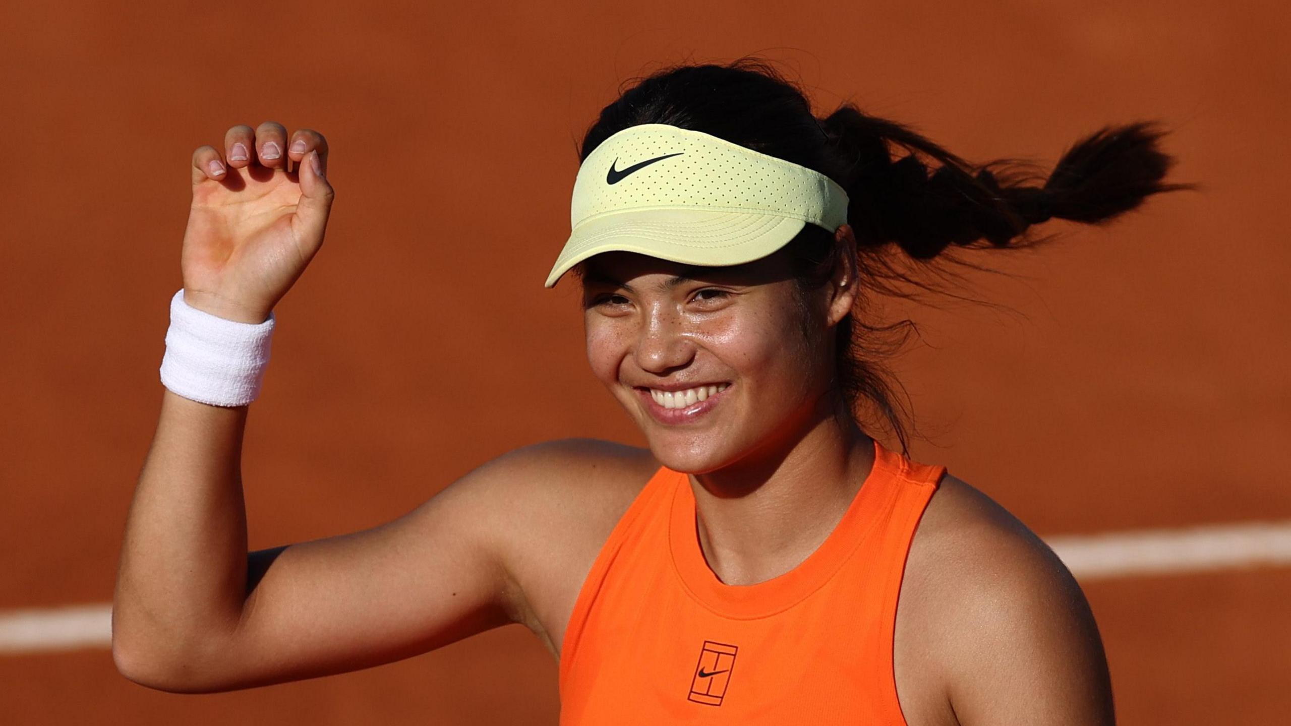 Emma Raducanu competing on clay at the Italian Open