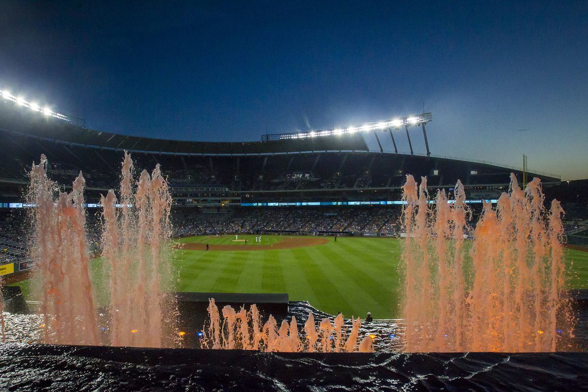 Red Sox vs Royals - players warming up before the game