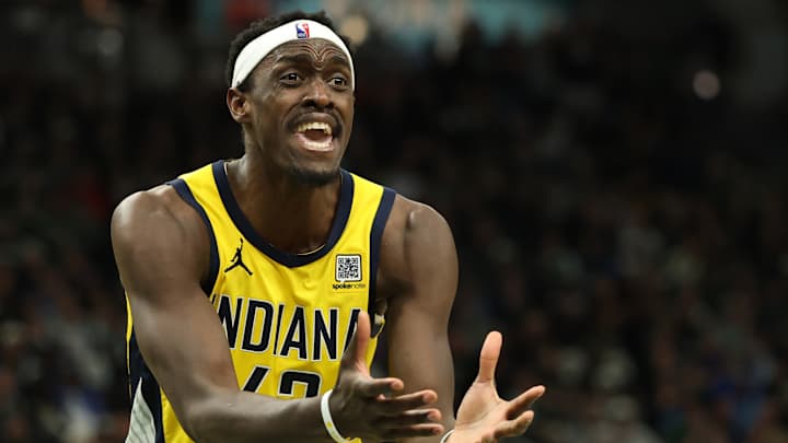Pascal Siakam drives to the basket for the Pacers