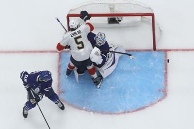 FL Panthers in action on the ice during the 2025 NHL playoffs