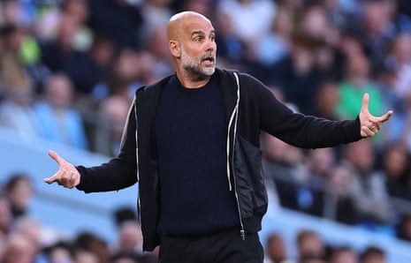 Pep Guardiola during a challenging match in the 2024/25 season