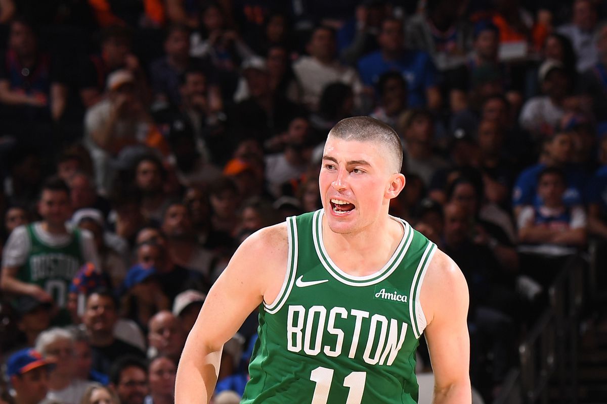 Payton Pritchard drives the lane during a pivotal Celtics playoff game