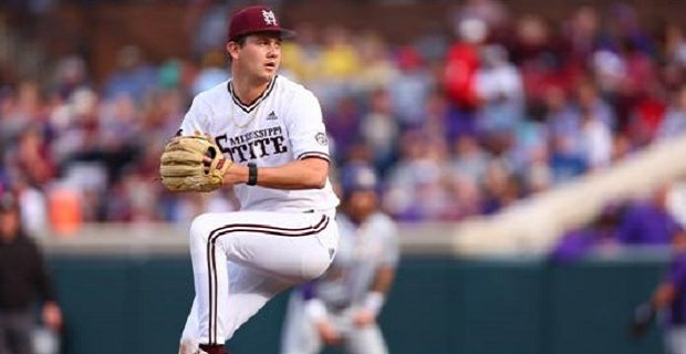 Mississippi State baseball players celebrate SEC win