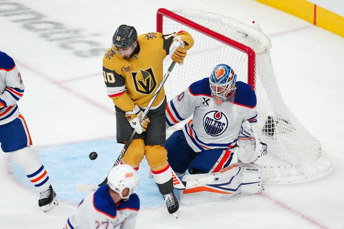 Nicolas Roy playing for the Vegas Golden Knights during the NHL Playoffs