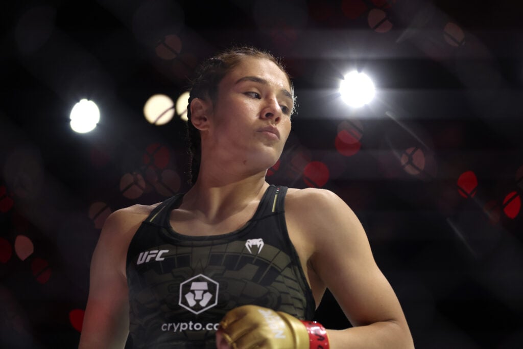Natalia Silva prepares for her upcoming UFC fight, looking focused and determined