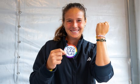 Marta Kostyuk celebrates after a win at the Italian Open