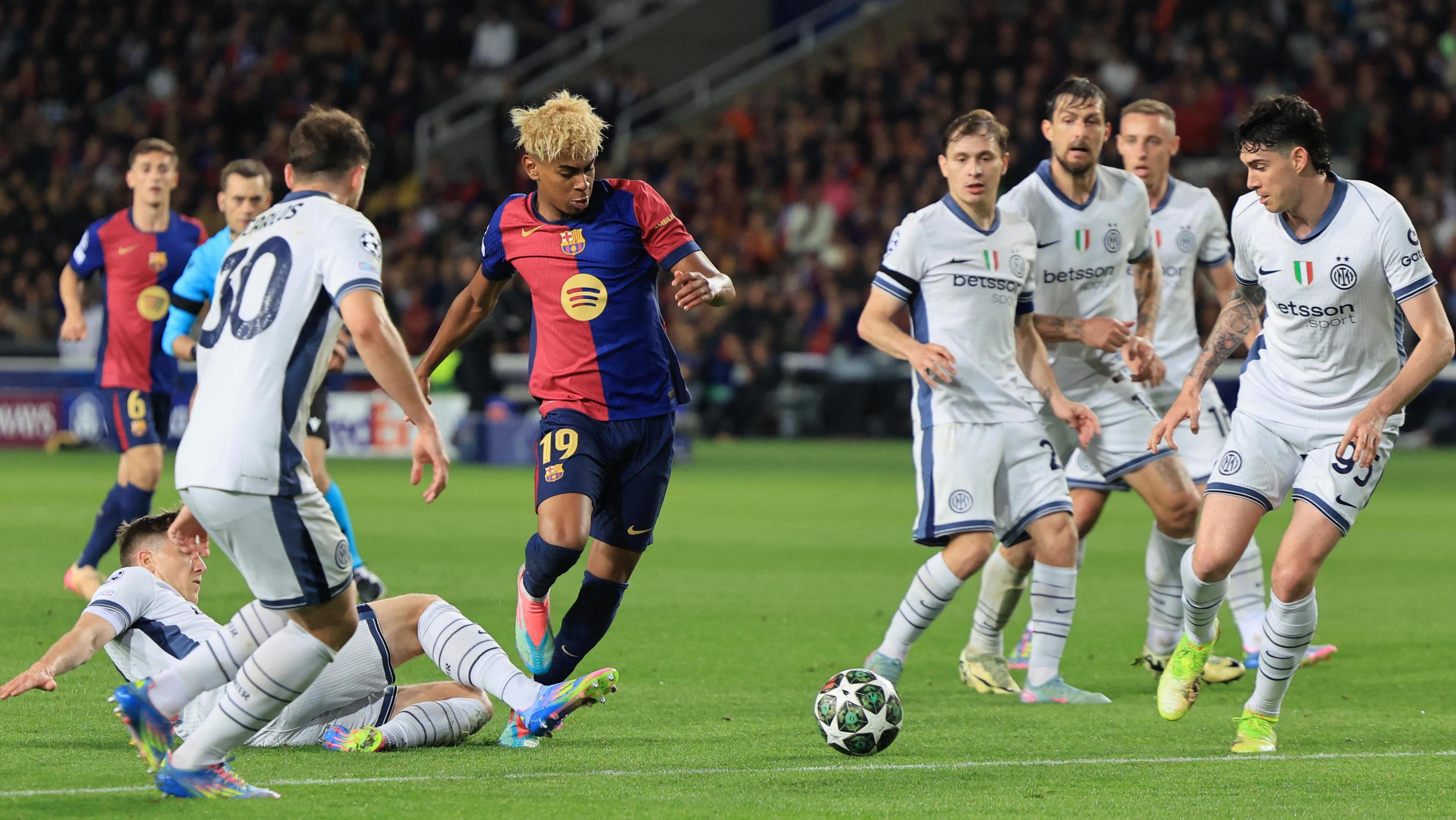 Lamine Yamal in action for Barcelona, showcasing his incredible talent as the team's rising star