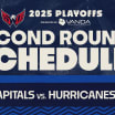 Washington Capitals and Carolina Hurricanes face-off during the playoff Caps game