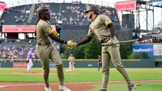 San Diego Padres and Colorado Rockies game action featuring a recent rockies score
