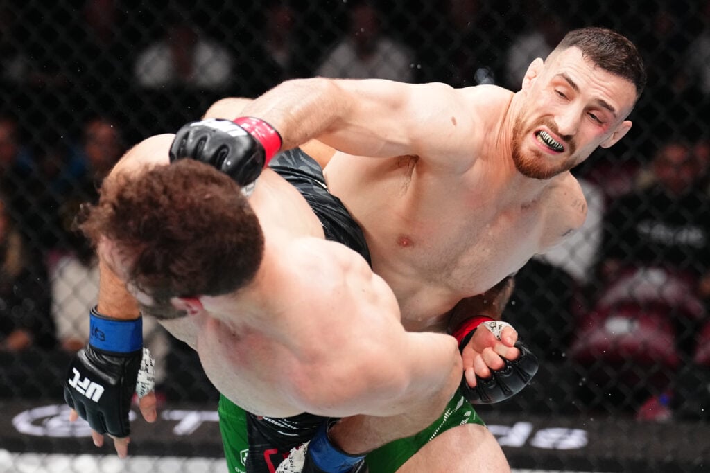 Ion Cuțelaba during UFC 315 in the octagon