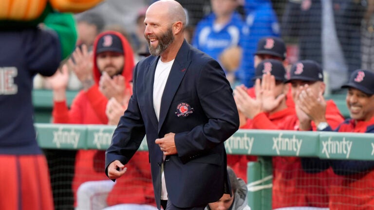 Dustin Pedroia with the Red Sox during a recent visit