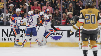 Stuart Skinner in action for the Edmonton Oilers during the NHL Playoffs