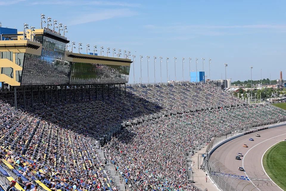 Kyle Larson celebrates his Kansas Speedway victory