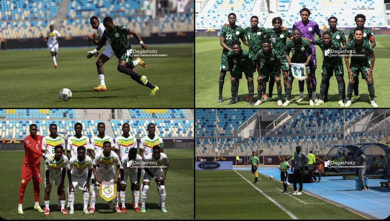 Nigeria U-20 vs Senegal U-20 players in action during the AFCON quarter-final