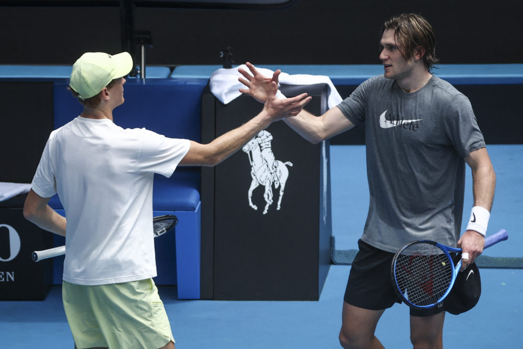 Jack Draper in action during ATP Tour match